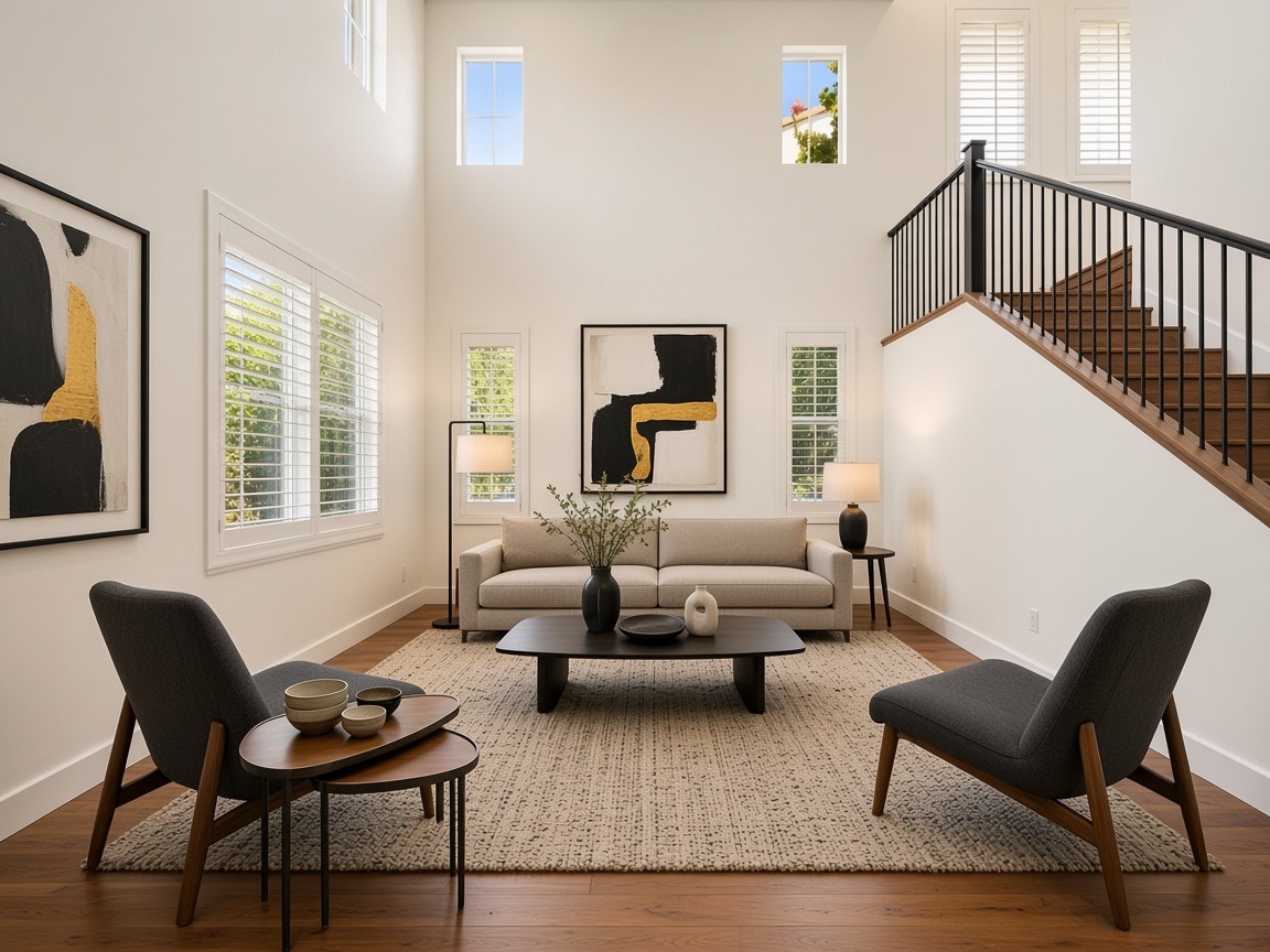 The same living room after a modern redesign